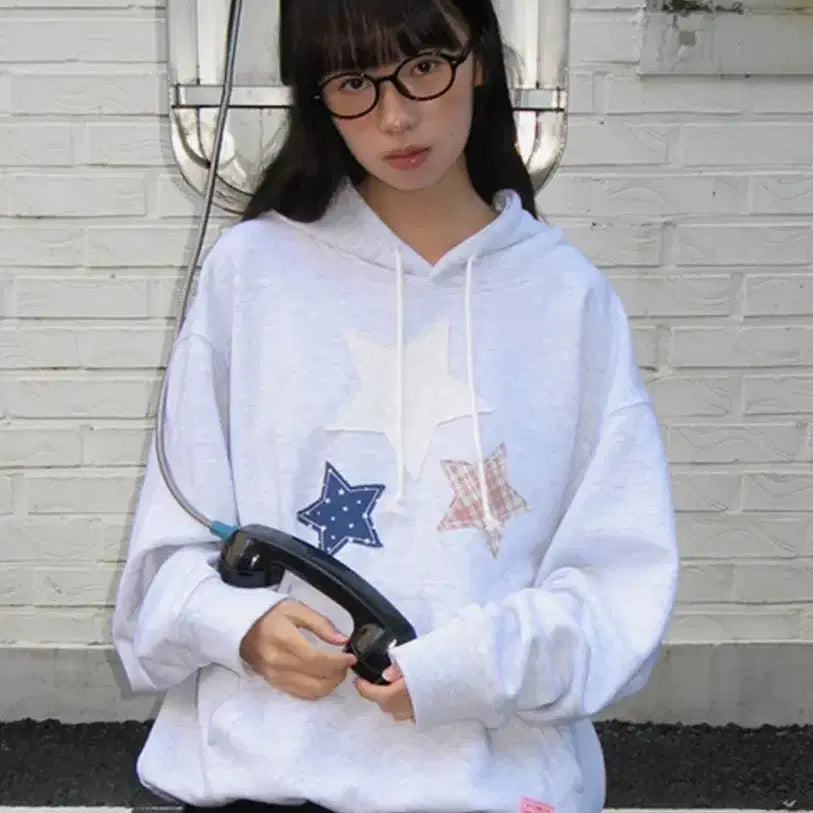 [BUNJANG] Lon Lon Star Patch Applique Hoodie / 론론 후드티 STAR PATCH APPLIQUE