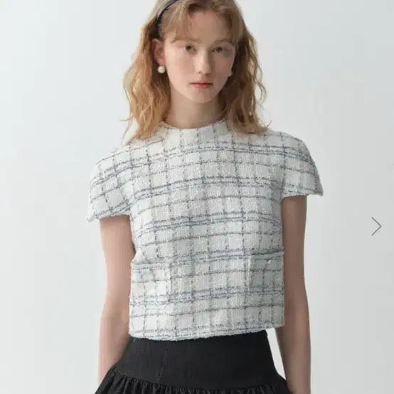 [BUNJANG] Flooum Tweed Half-Neck Top (New) / 플로움 트위드 하프넥 S 새상품