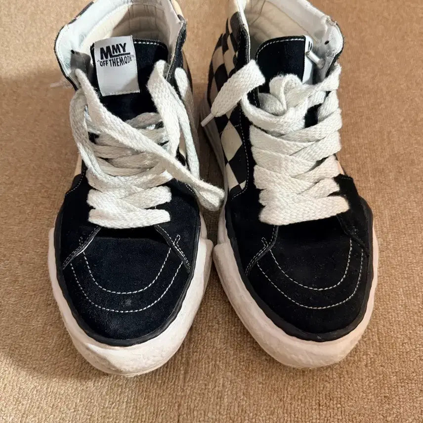 [BUNJANG] MMY Mihara Check High-Top Sneakers Black / MMY 미하라 체크 하이탑 스니커즈 블랙 275-280