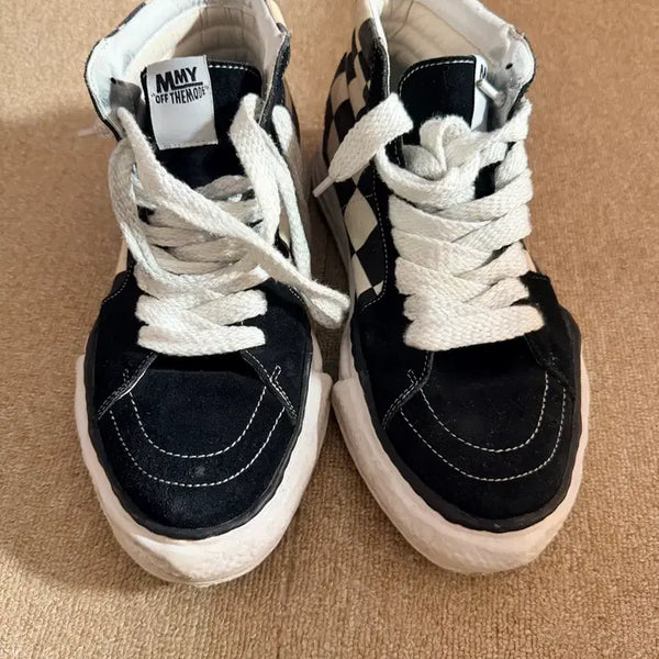 [BUNJANG] MMY Mihara Check High-Top Sneakers Black / MMY 미하라 체크 하이탑 스니커즈 블랙 275-280