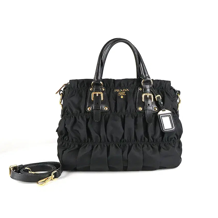 [BUNJANG] Prada Gaufre Tessuto Tote Shoulder Bag Black BN1336 / [중고명품다올] 프라다 고프레 테수토 토트 숄더백 블랙 BN1336