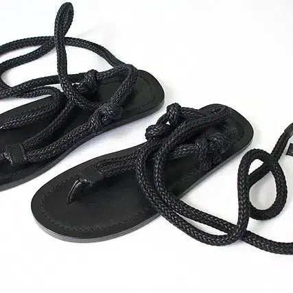 [BUNJANG] Saint Laurent Nu Pieds Rope Sandals Black / 생로랑 SAINT LAURENT 누 피에 로프 가죽샌들 새상품(풀세트)