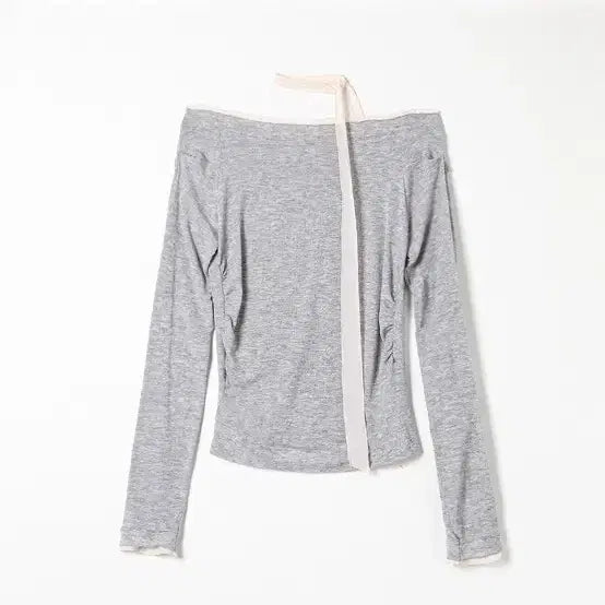 [BUNJANG] Le Vain Chiffon Tie Top Grey / 르베인 시폰 타이탑 그레이 새상품