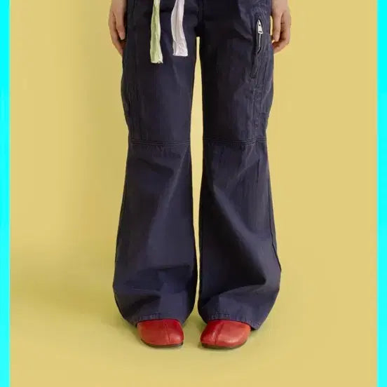 [BUNJANG] Maji Zip Bootcut Pants Navy Zigzag / 마지 집 부츠컷 팬츠 네이비 지그재그 에이블리