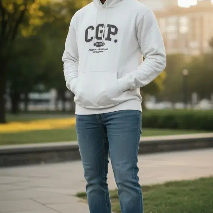 [BUNJANG] Code Graphy CGP White Hoodie M / 코드그라피 CGP 화이트 후드티 M