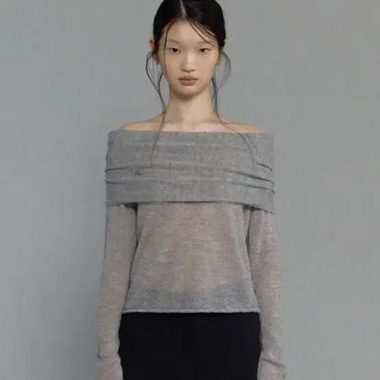 [BUNJANG] ODS Off-Shoulder Knit Grey / 오디에스 오프숄더 니트 그레이 새상품