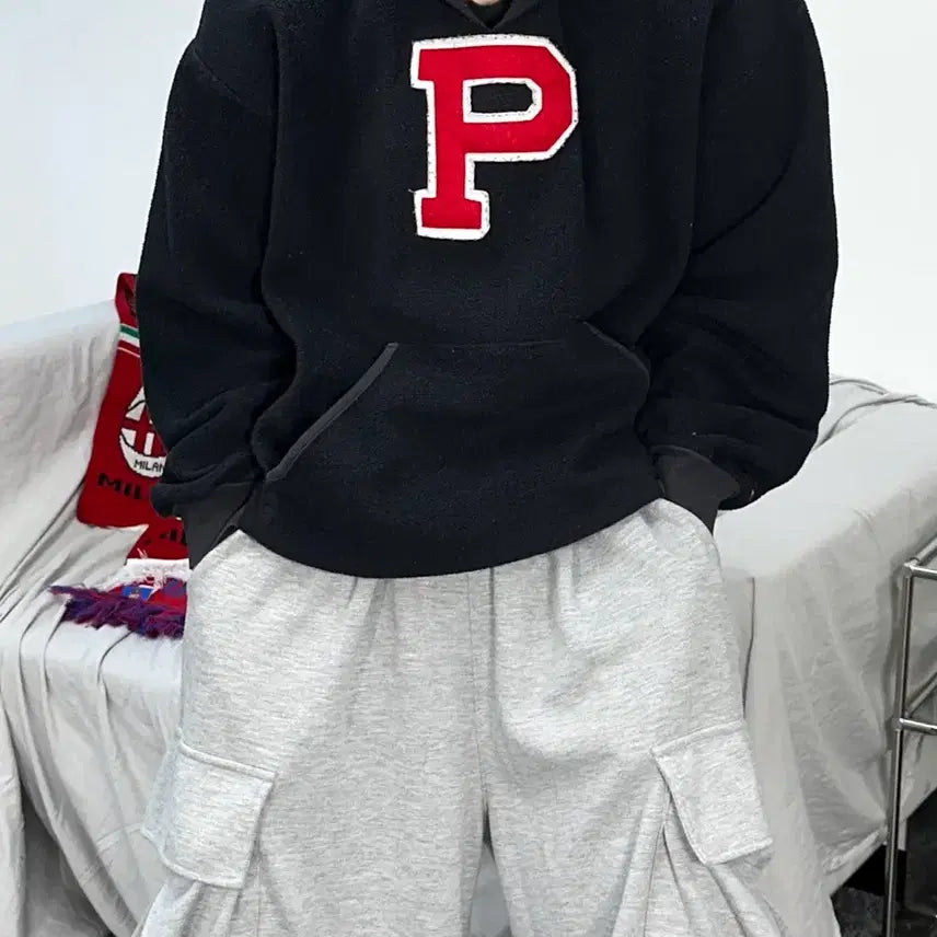 [BUNJANG] Polo Sport Big Logo Sherpa Hoodie Black XL / 폴로 스포츠 빅로고 블랙 후드티 XL