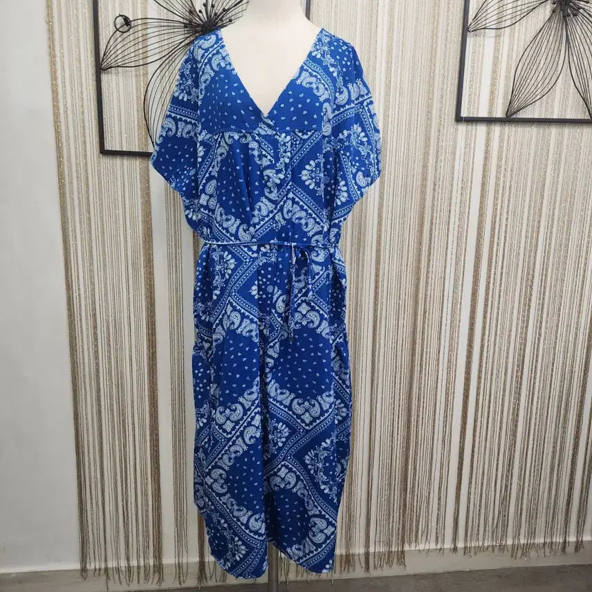 [BUNJANG] Blue Pattern One-Piece Resort Dress / 블루 패턴 원피스 /휴양지 룩