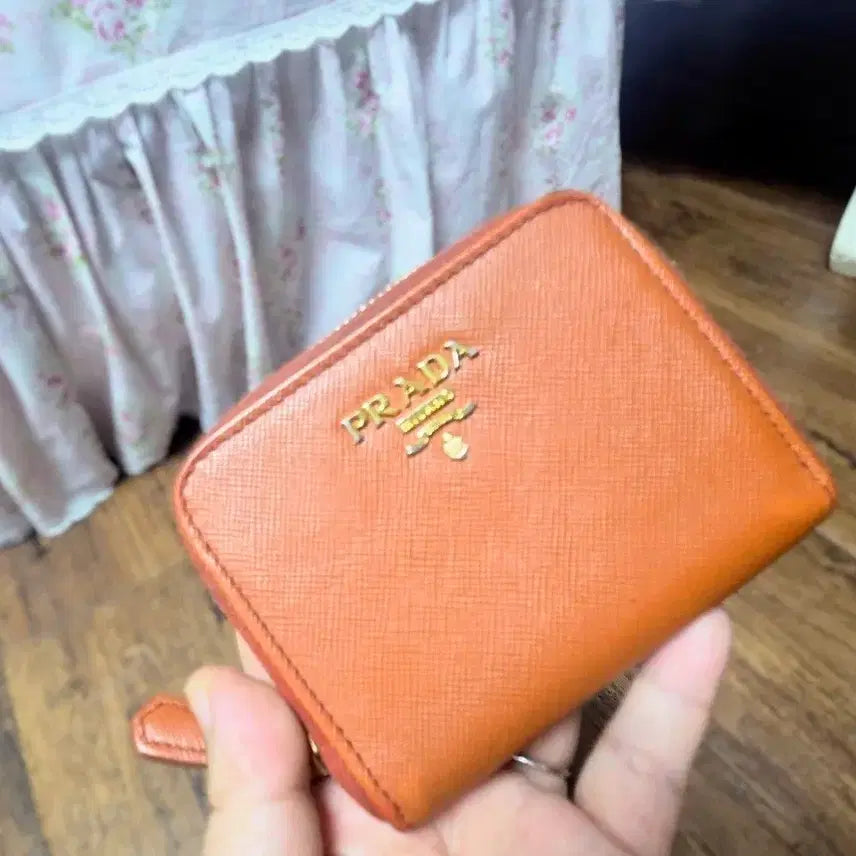[BUNJANG] Prada Saffiano Coin Purse Orange / 정품 프라다 사피아노 동전지갑 오렌지