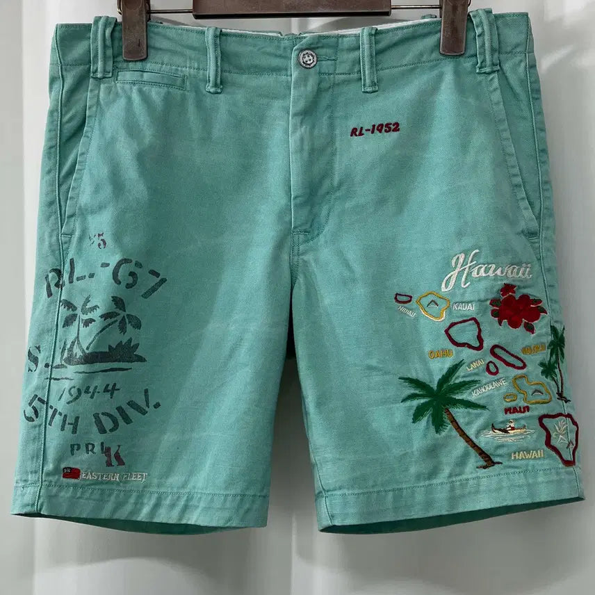 [BUNJANG] Polo Ralph Lauren RL-1952 Embroidered Washed Shorts / 폴로 랄프로렌 RL-1952 하와이 엠브로이더 워시드 쇼츠 반바지