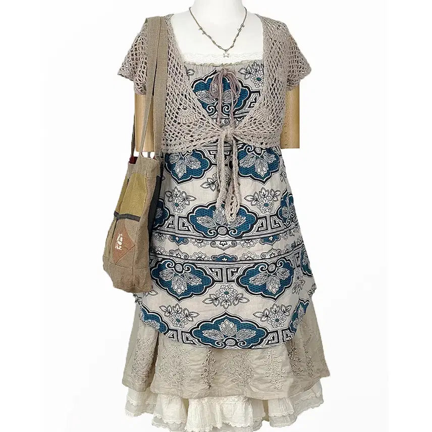 [BUNJANG] Vintage Ethnic Paisley Shirring Neck Strap Camisole / 일본빈티지 에스닉페이즐리셔링리본넥끈나시티 모리걸하구미룩갸루y2k히피