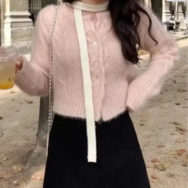 [BUNJANG] Leplaine Soft Pink Mohair Cardigan / 르플레인 소프트핑크 모헤어 가디건