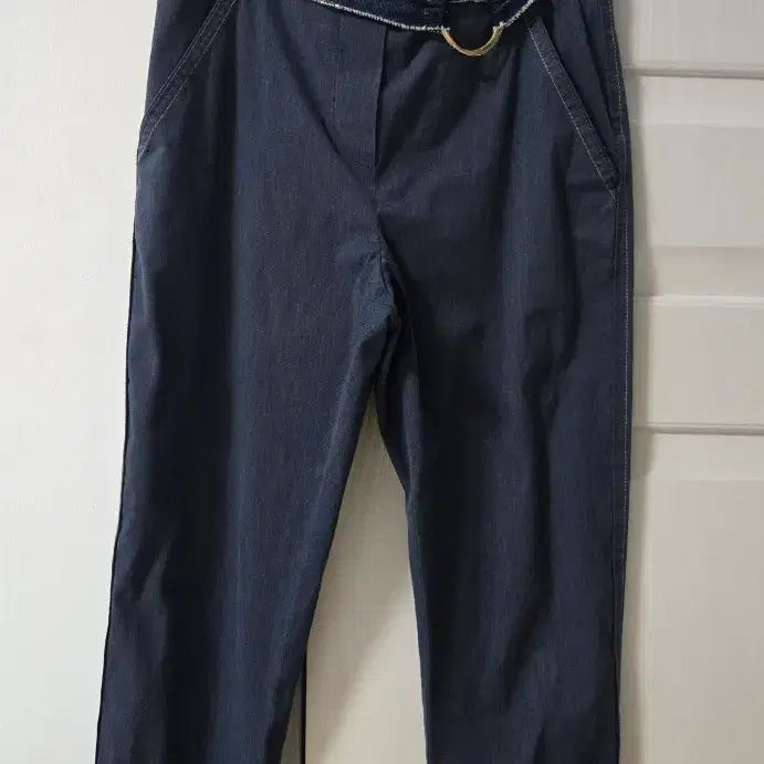 [BUNJANG] SJSJ Navy Belted Cotton Pants / SJSJ)한섬 네이비색상 벨티드 면팬츠 55