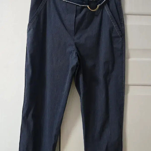 [BUNJANG] SJSJ Navy Belted Cotton Pants / SJSJ)한섬 네이비색상 벨티드 면팬츠 55