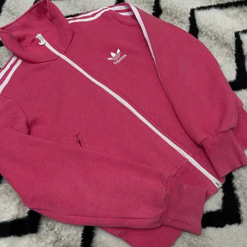 [BUNJANG] Adidas Big Logo Sweat Track Top - Pink, Brushed Interior / [M]아디다스 빅로고 스웨트 트랙탑/핑크/기모