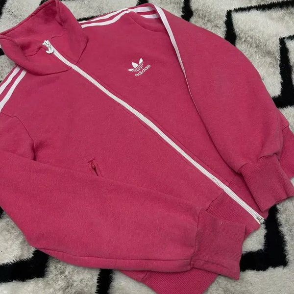 [BUNJANG] Adidas Big Logo Sweat Track Top - Pink, Brushed Interior / [M]아디다스 빅로고 스웨트 트랙탑/핑크/기모
