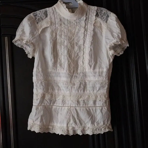 [BUNJANG] White Lace Blouse / 흰색 레이스  .블라우스