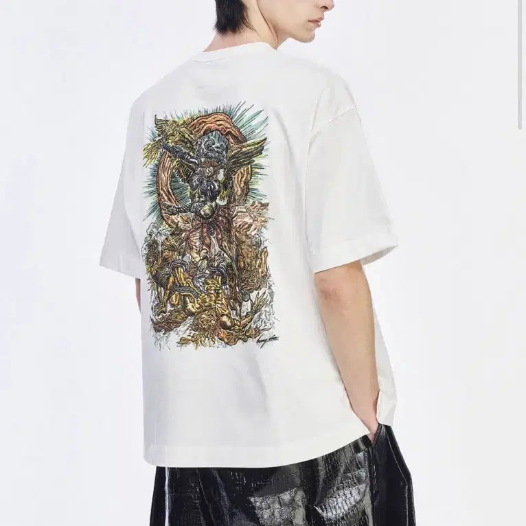 [BUNJANG] Songzio Archangel Embroidered T-Shirt White (Size 48) / 송지오 아크엔젤 엠브로이드 티셔츠 화이트(48) 새상품