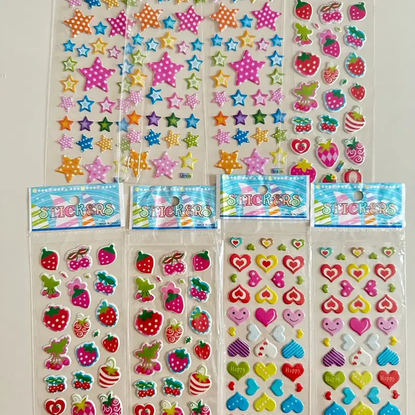 [BUNJANG] Vintage Y2K Deco Sticker Set (Hearts, Smiles, Strawberries, Stars) / 고전 다꾸 스티커 하트 스마일 딸기 별 갸루 y2k