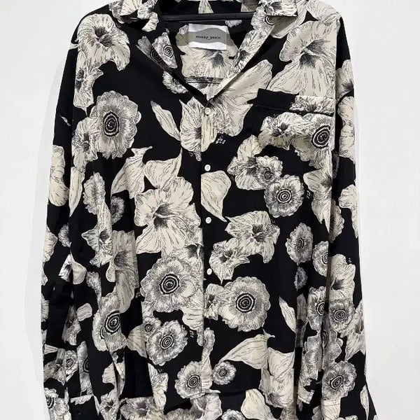 [BUNJANG] CRANKYOUTH Floral Pattern Long Sleeve Open Collar Shirt / [FREE] 크렁키유스 플로럴 패턴 롱 슬리브 오픈 칼라 셔츠
