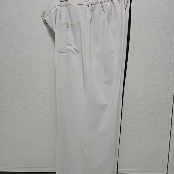 [BUNJANG] Beige Wide-Leg Slacks (Back Elastic Waist) / 베이지 와이드 슬랙스 77