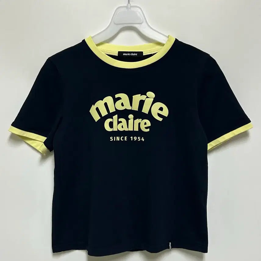 [BUNJANG] Marie Claire Navy Arch Logo Ringer Short Sleeve T-Shirt / [여자-38 (55)]마리끌레르 네이비 아치 로고 링거 반팔티
