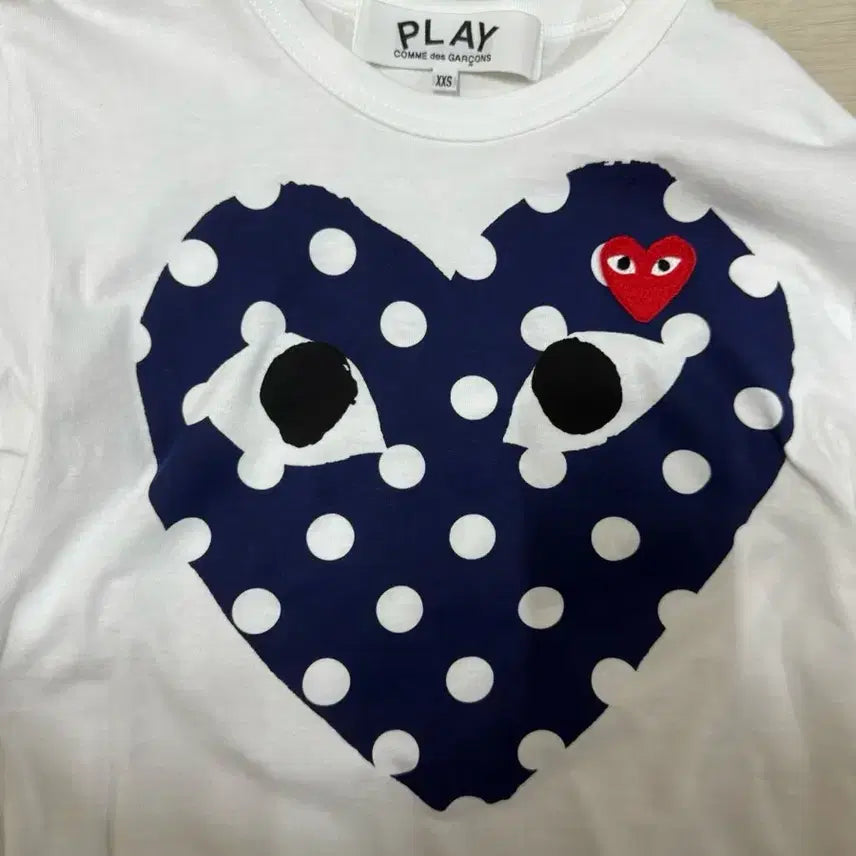 [BUNJANG] Comme des Garçons PLAY Polka Dot Short Sleeve T-Shirt XXS / 꼼데가르송 PLAY 도트 반팔 블루 xxs