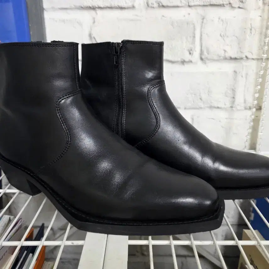 [BUNJANG] SOSO Men's Handmade Leather Ankle Boots Cuban Heel Side Zip Square Toe / SOSO 남성 앵클부츠 250 사이더지퍼 쿠반힐 부츠 핸드메이드 SE31