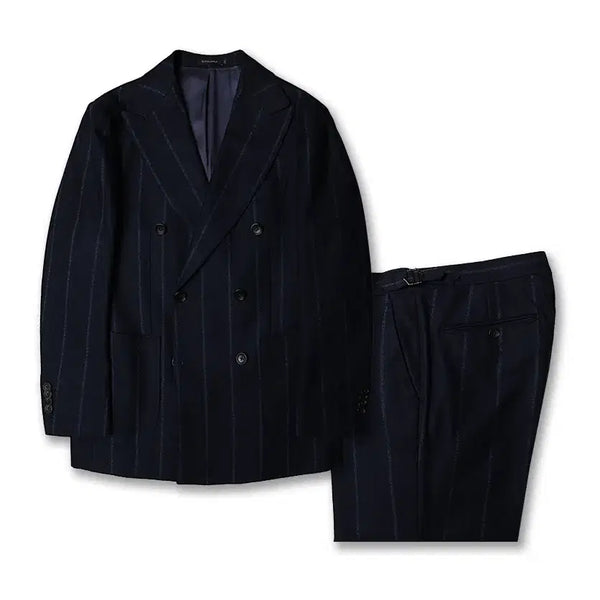 [BUNJANG] Suit Supply Delfino Flannel Striped Double Suit - Navy / 수트 서플라이 [Suit Supply] 델피노 플란넬 스트라이프 더블수트
