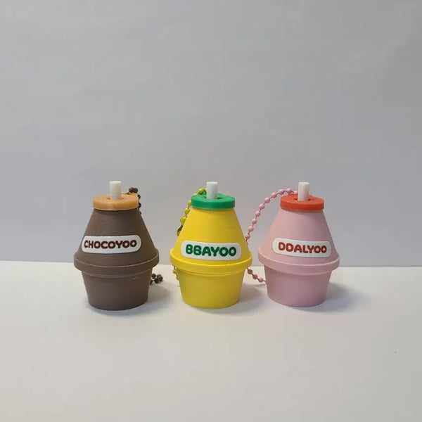 [BUNJANG] Danji Milk Clicker Keycap Keychain (Banana, Chocolate, Strawberry Flavors) / [새상품] 단지우유 클리커 키캡 키링 (바나나맛,초코맛,딸기맛)