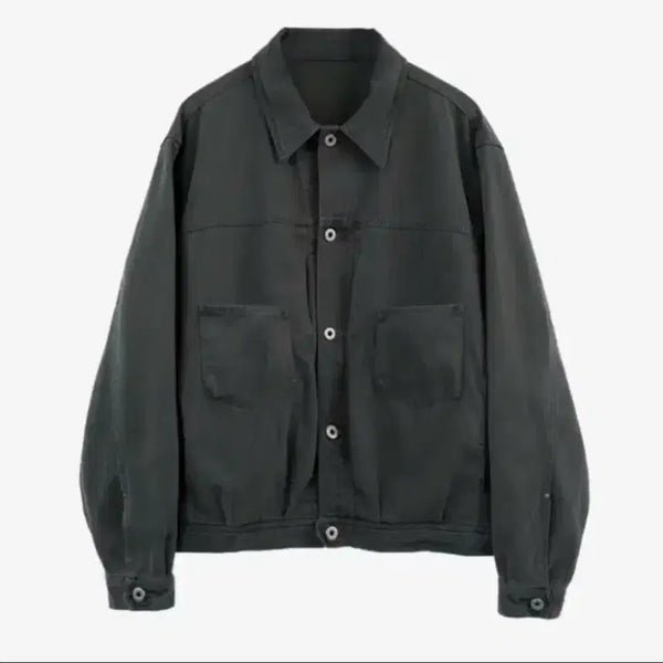 [BUNJANG] Politeur Used Trucker Jacket Green Charcoal / [4] 폴리테루 유즈드 트러커 자켓 그린 차콜
