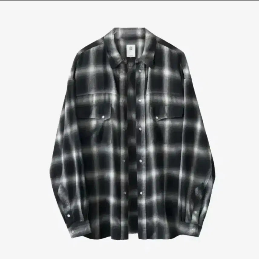[BUNJANG] Politeru Western Check Ombre Shirt Ink White / [4] 폴리테루 웨스턴 체크 셔츠 옴브레 잉크화이트