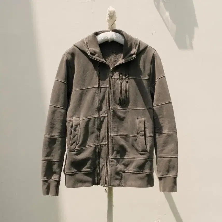[BUNJANG] Neil Barrett Archive Panel Washed Double Zip Hoodie / 닐바렛 아카이브 패널 워시드 더블 집 후디