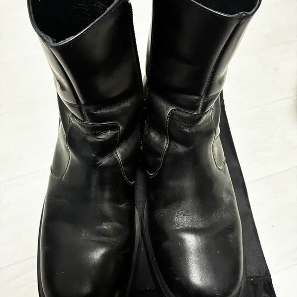 [BUNJANG] Black Leather Zipper Boots Size 250 / 레더 부츠 250