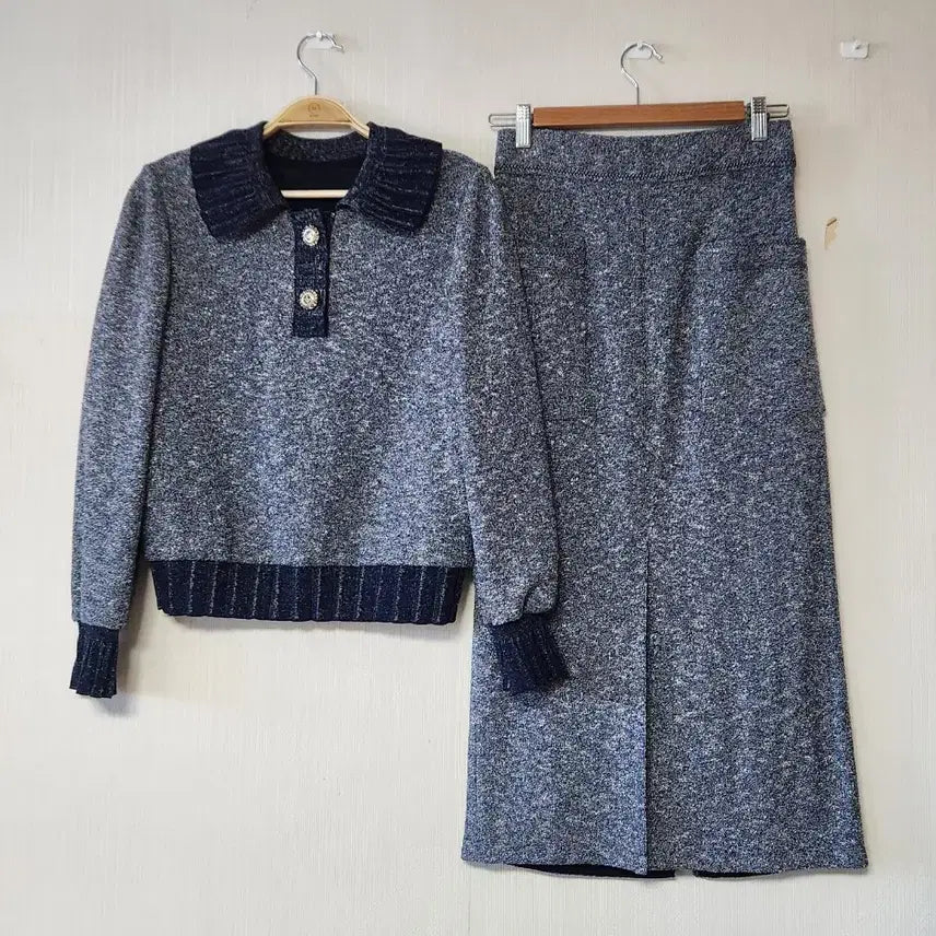 [BUNJANG] MICHAA Glitter Knit Pullover & Skirt Set / 미샤 글리터 니트 풀오버 스커트 셋업