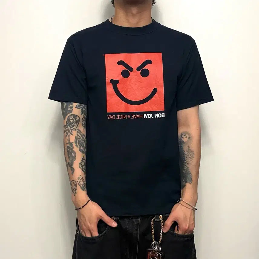 [BUNJANG] Cinderblock Bon Jovi Have a Nice Day Graphic T-Shirt / Cinderblock 본조비 Have a nice day 그래픽 티셔츠