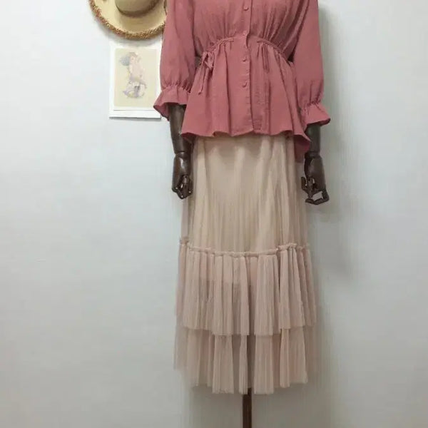 [BUNJANG] Tone-Down Beige Chiffon Skirt (44-66) / 샤 스커트