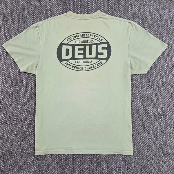 [BUNJANG] Deus Ex Machina Oil Green Short Sleeve T-Shirt / 데우스 엑스 마키나 오일 그린 반팔 티셔츠