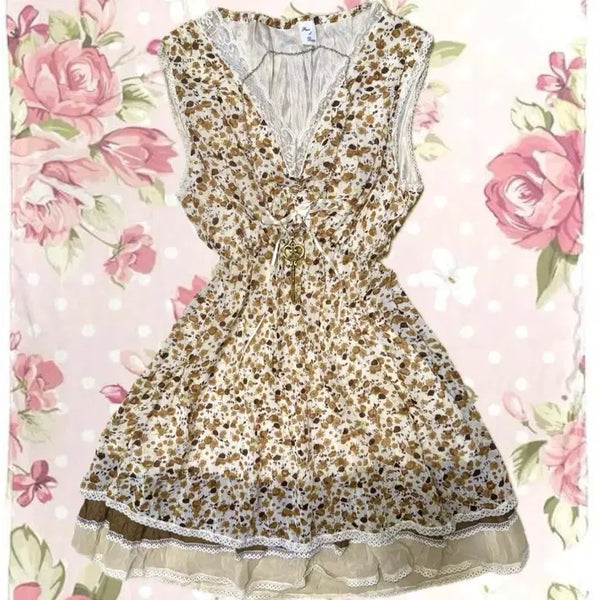 [BUNJANG] Romantic Y2K Mori-girl Himekaji Lace Sleeveless Dress / 레이스 나시 원피스 일본빈티지 로맨틱 y2k 모리걸 히메카지 하구미 라떼