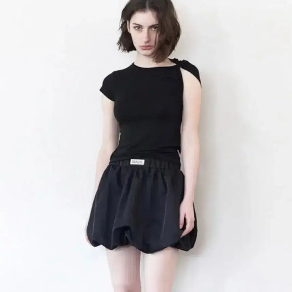 [BUNJANG] Lackcake Nylon Balloon Skirt Black / 락케이크) 나일론 벌룬 스커트 블랙(새상품)