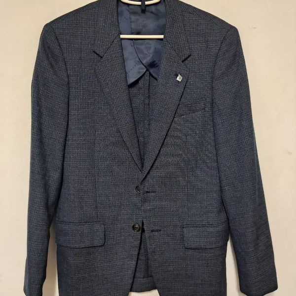 [BUNJANG] Men's Navy Check Suit Jacket (Size 95) / 남자 정장 자켓 네이비 체크95