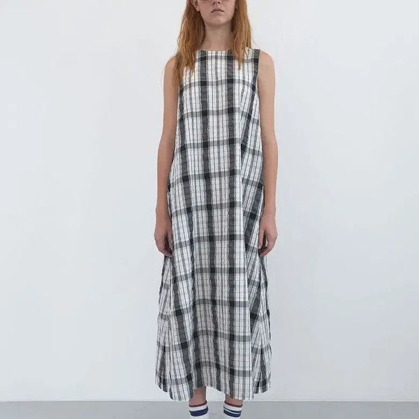 [BUNJANG] Enzo Blue Oversized Check Maxi Dress / 엔조블루스 오버체크 맥시 원피스