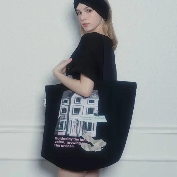 [BUNJANG] YOUPRO Dolls House Eco Bag Black / 유우프 돌스 하우스 에코백 블랙