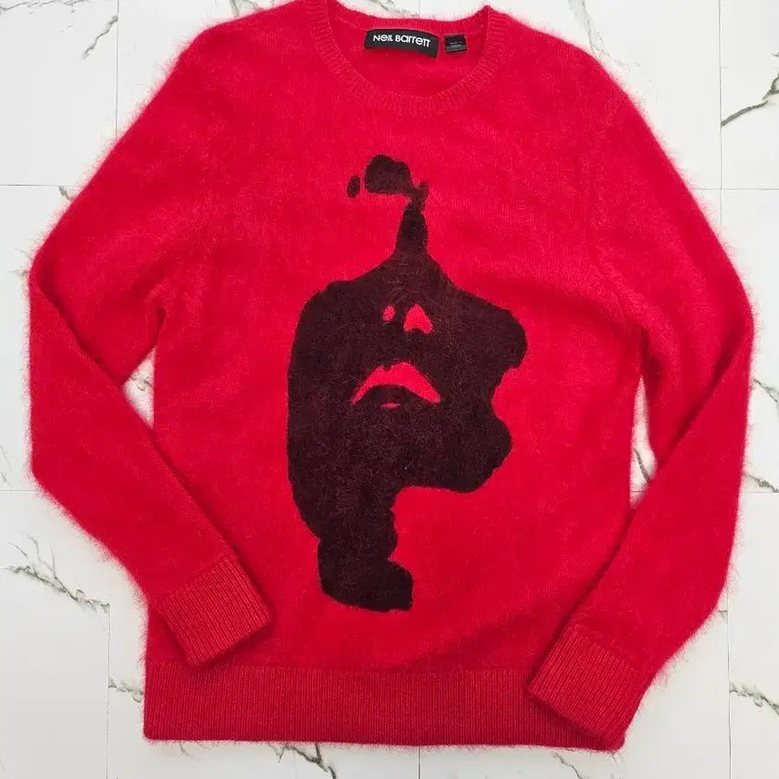 [BUNJANG] Neil Barrett Angora Ghost Red Sweater M / 닐바렛 앙고라 니트 고스트 레드 스웨터 M