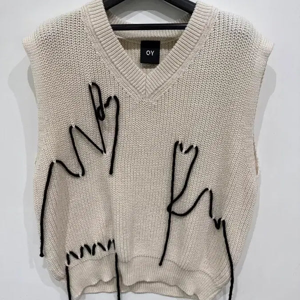 [BUNJANG] OY Zigzag Stitch Knit Vest / [XL] 오와이 지그재그 스티치 니트 베스트