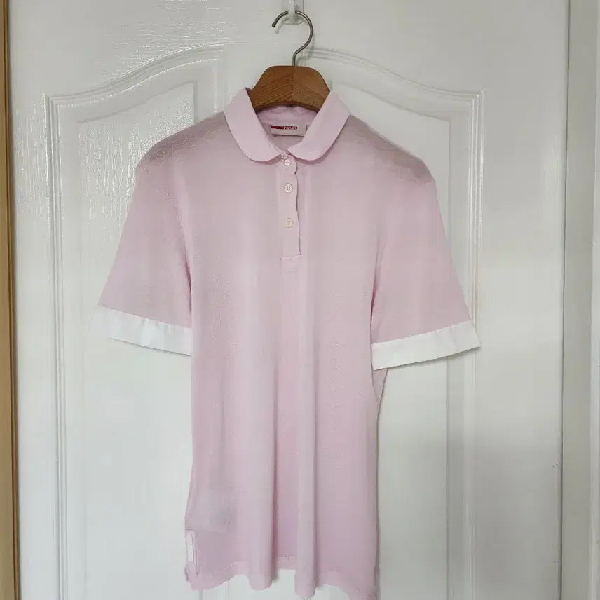 [BUNJANG] Prada Pink Short Sleeve Knit Polo / 프라다 핑크 반팔 카라 니트