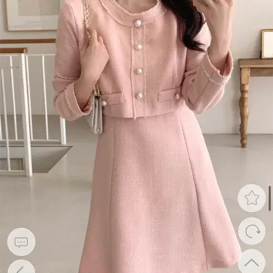 [BUNJANG] ATRANSE Lorald Pearl Tweed Dress / 아뜨랑스 로랄드 진주 트위드원피스 새상품