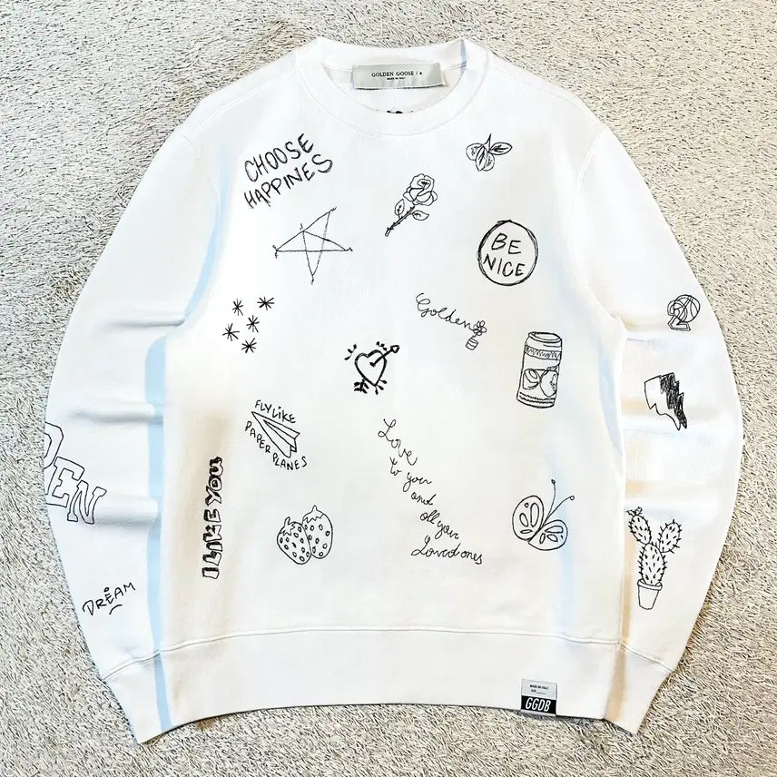 [BUNJANG] Golden Goose Doodle Print Athena Sweatshirt White / [M] 매장판) 골든구스 Doodle Print 아테나 맨투맨 화이트