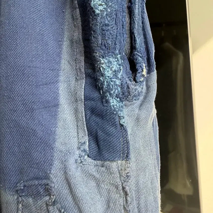 [BUNJANG] Vintage French Work Pants Sashiko Patchwork Ghost Pocket / 40s-50s 사시코 페이딩 고스트포켓 패치워크 프렌치워크팬츠