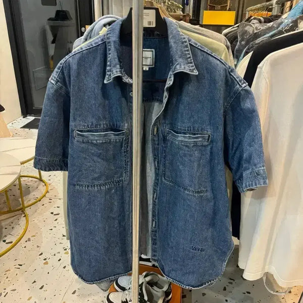 [BUNJANG] Wooyoungmi WYM 23SS Denim Short Sleeve Shirt Jacket Size 50 / [정품/50 size] 23ss 우영미 WYM 데님 반팔 셔츠 자켓